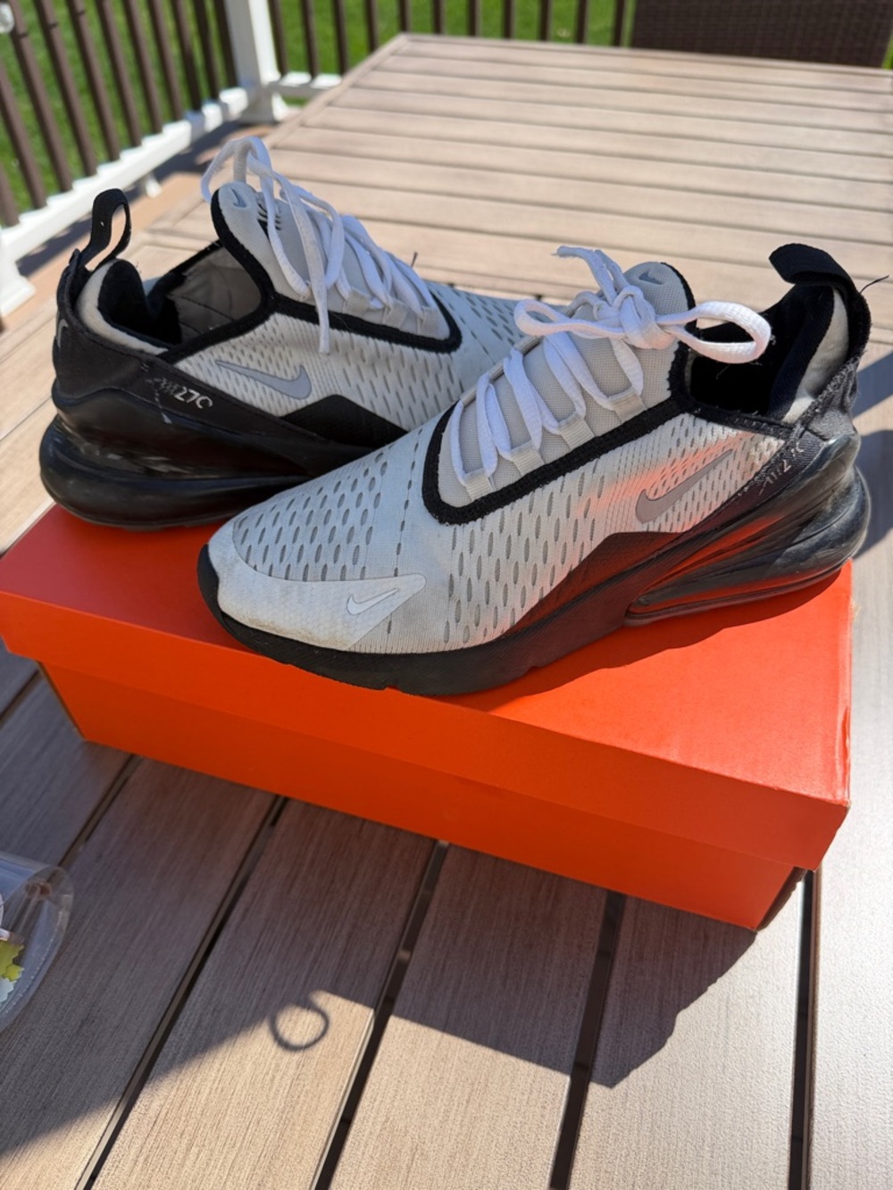 Nike Boys Air Max 270 White and Black Running Shoes